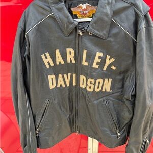 Harley-Davidson Black and Cream Leather Jacket